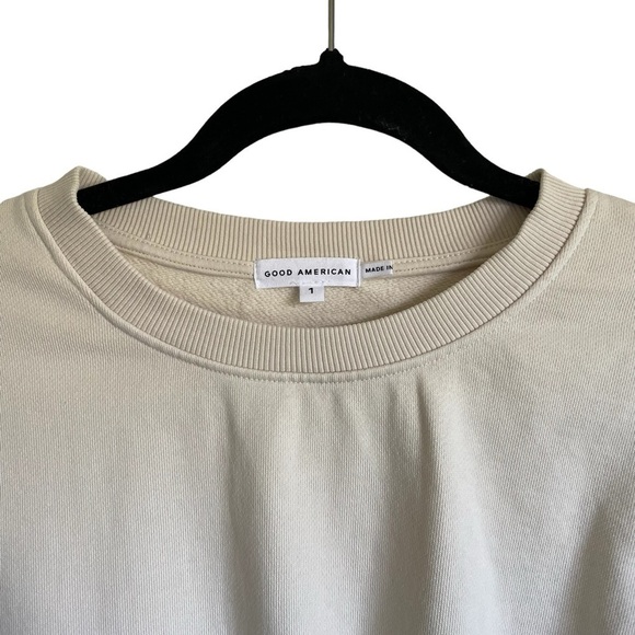 Good American Fleece Crop Waisted Sweatshirt Bone001 size 1 / Small NWT - Picture 4 of 9